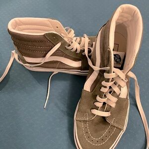 Hi Top Vans, olive green suede.  Very gently worn. Men’s 8, Women’s 9.5